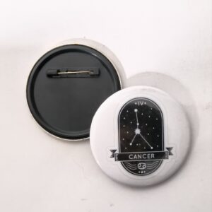 Cancer zodiac sign pin back button badge for astrology horoscope aesthetic fashion and customized badge maker in Delhi