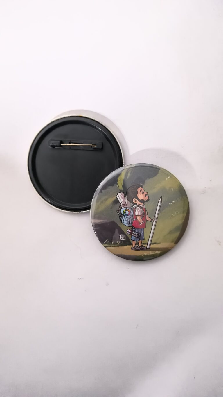 Hiker adventure travel pin back button badge for trekking mountain lovers backpackers and customized badge maker in Delhi