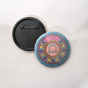 Libra zodiac sign pin back button badge for astrology horoscope aesthetic fashion and customized badge maker in Delhi
