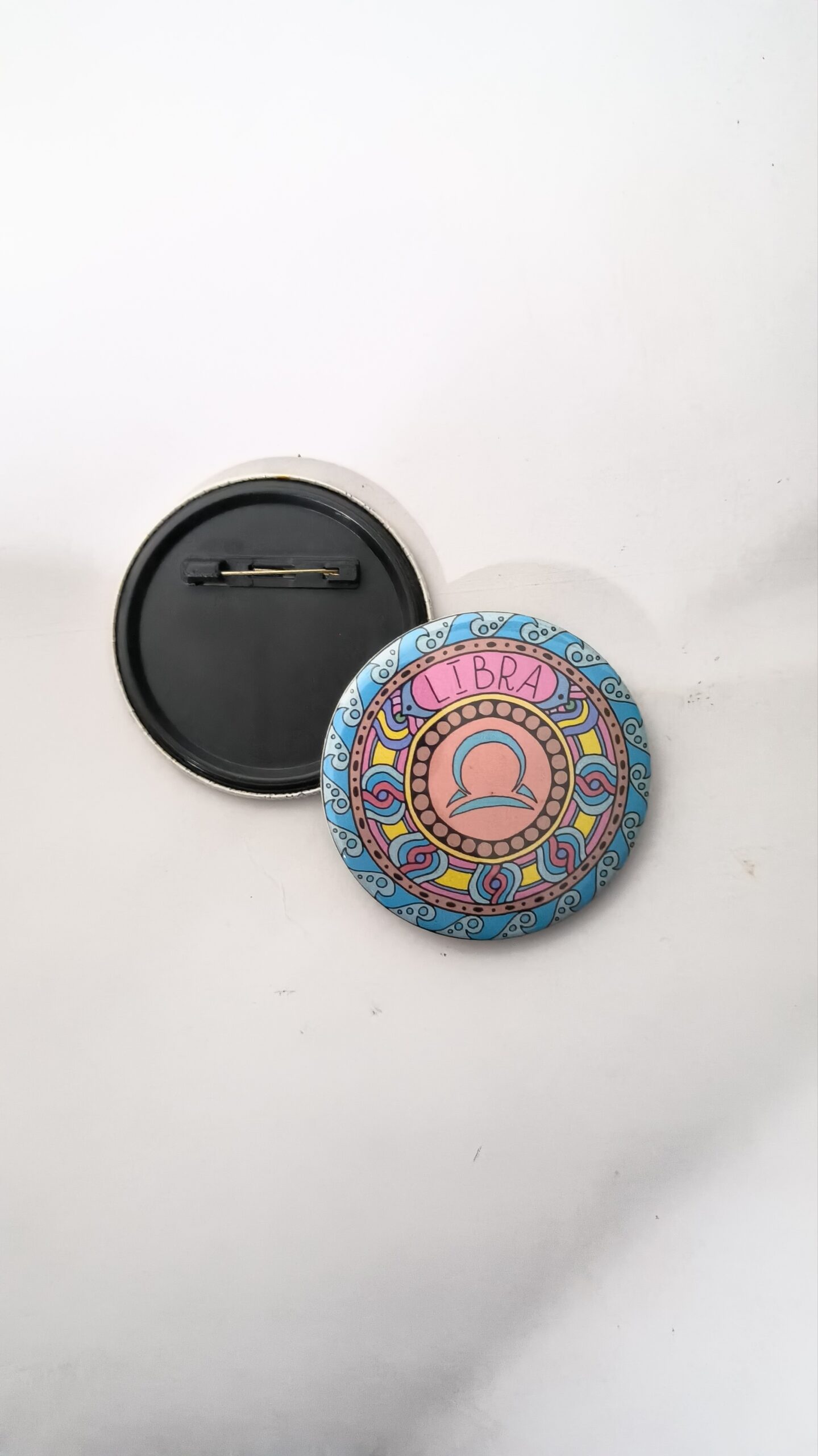 Libra zodiac sign pin back button badge for astrology horoscope aesthetic fashion and customized badge maker in Delhi