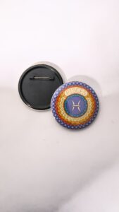 Pisces zodiac sign pin back button badge for astrology horoscope aesthetic fashion and customized badge maker in Delhi