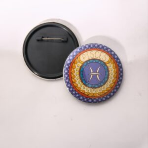 Pisces zodiac sign pin back button badge for astrology horoscope aesthetic fashion and customized badge maker in Delhi