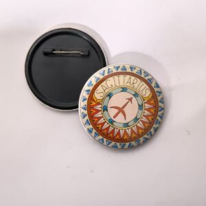 Sagittarius zodiac sign pin back button badge for astrology horoscope aesthetic fashion and customized badge maker in Delhi