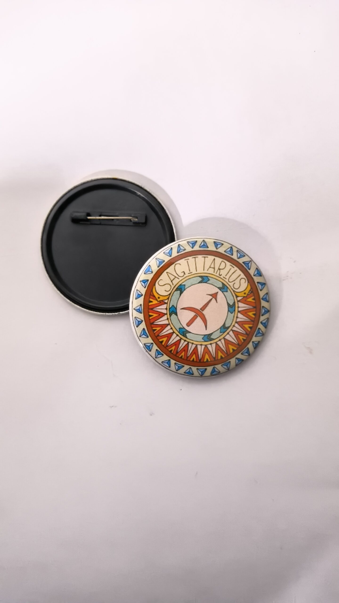 Sagittarius zodiac sign pin back button badge for astrology horoscope aesthetic fashion and customized badge maker in Delhi