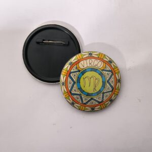 Virgo zodiac sign pin back button badge for astrology horoscope aesthetic fashion and customized badge maker in Delhi